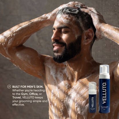 VELLUTO Foaming Top-to-Toe Wash 50ml (Pack of 4) | Travel Mini (50ml)