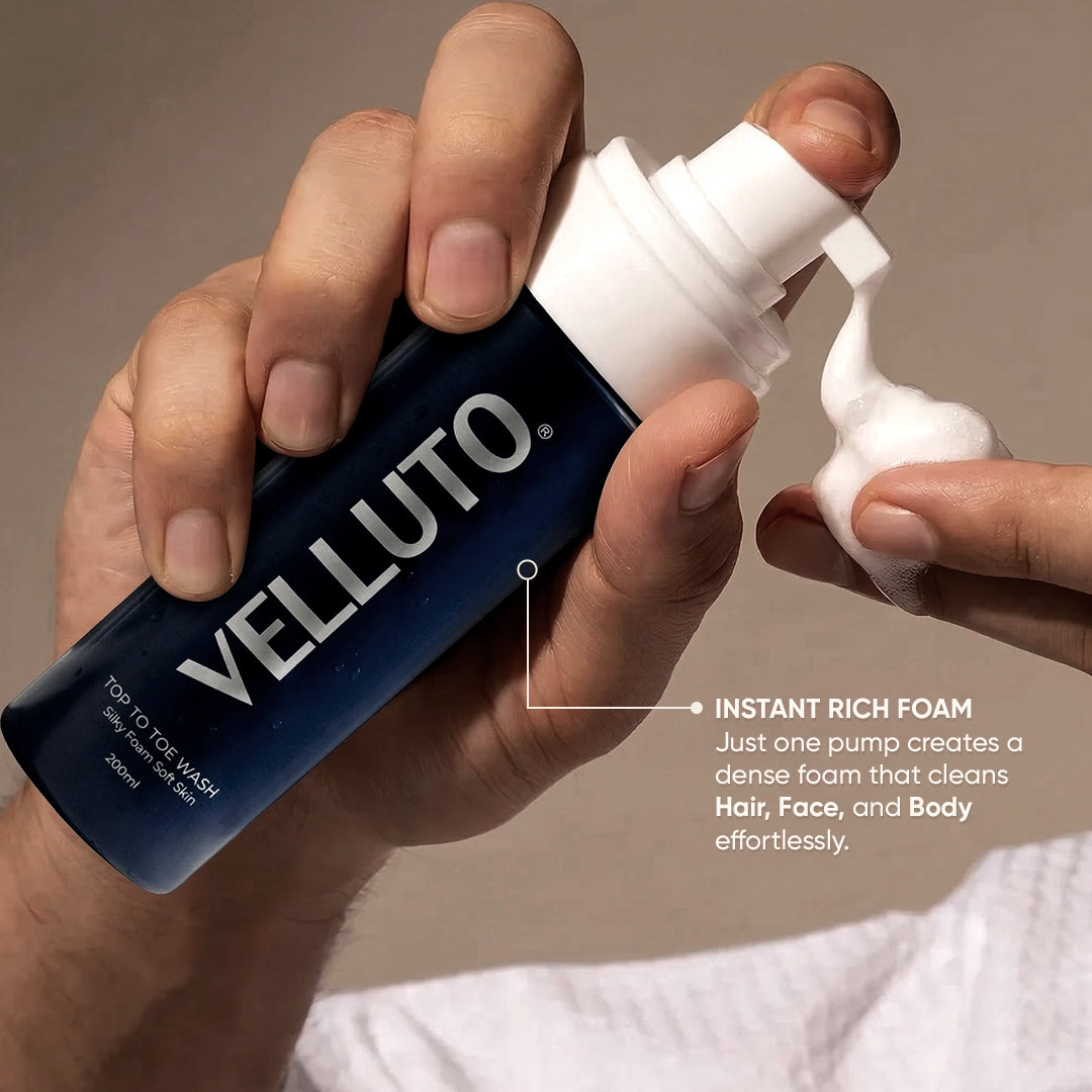 VELLUTO Foaming Top-to-Toe Wash 200ml | Hair, Face & Body (200ml)