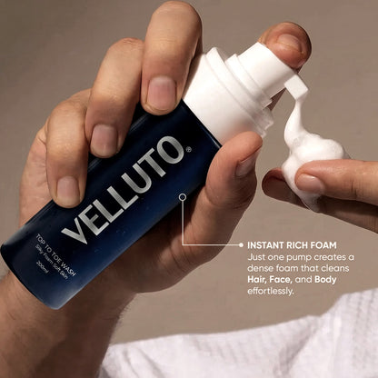 VELLUTO Foaming Top-to-Toe Wash 200ml | Hair, Face & Body (200ml)