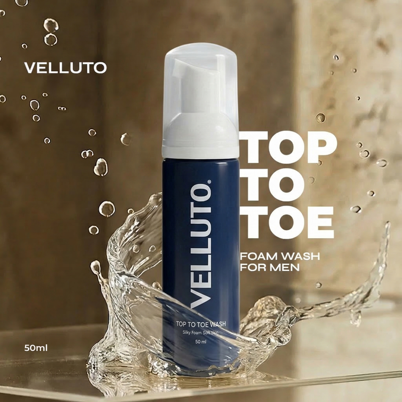 VELLUTO Foaming Top-to-Toe Wash 50ml (Pack of 4) | Travel Mini (50ml)