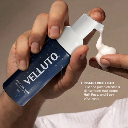 VELLUTO Foaming Top-to-Toe Wash 50ml (Pack of 4) | Travel Mini (50ml)